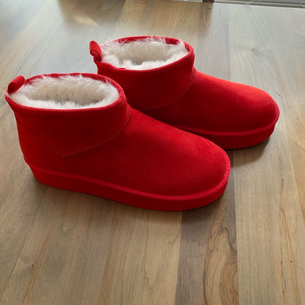 Aerie Fur Lined Red Boots
